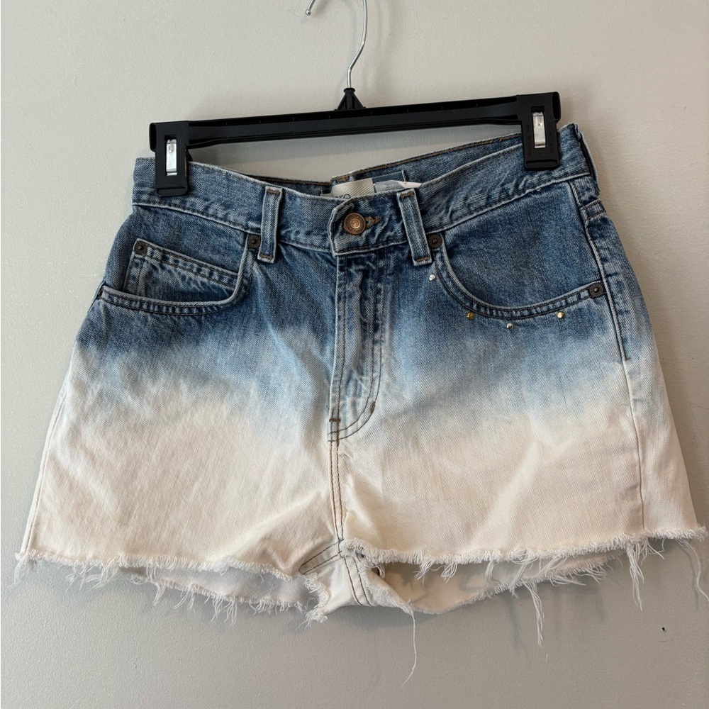 Y2K Ombre Studded Distressed Festival Denim GAP Punk Mini Flare Mom Short Small